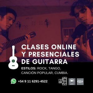 Clases de Guitarra Online y Presenciales, estilos Rock, Tango, Canción Popular, Cumbia